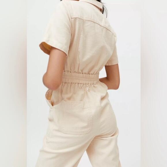 URBAN OUTFITTERS BDG Liz Short Sleeve Coverall Jumpsuit Womens Small Cream - Picture 5 of 16